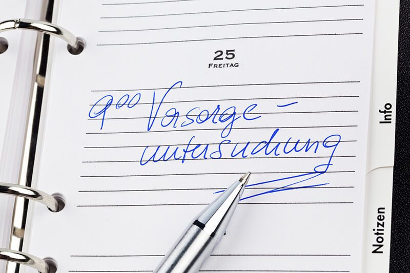 Kalender mit eingetragenem Termin für Prostata-Vorsorge